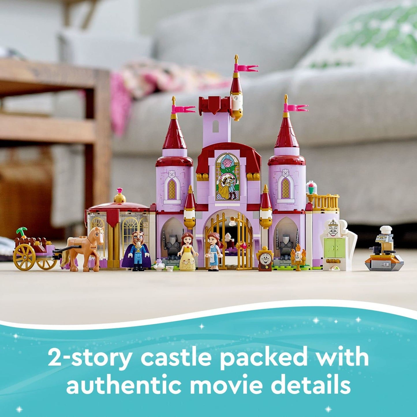 LEGO Disney Princess Belle and The Beast's Castle 43196 Building Toy Set for Kids, Girls, and Boys Ages 6+ (505 Pieces)